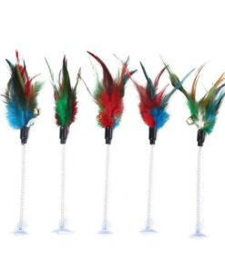 Juguete gatos con pluma, cascabel y ventosa
